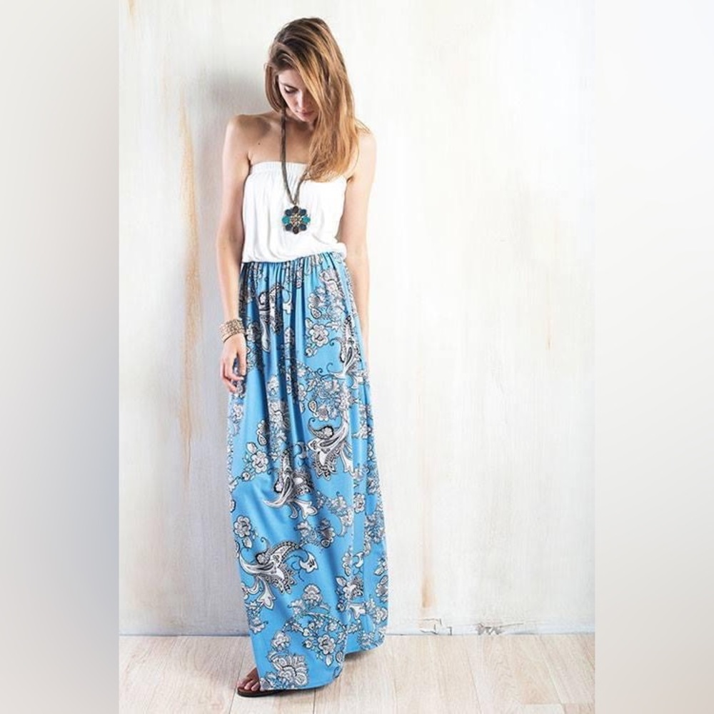 Gorgeous floral boho maxi tube top dress great the beach perfect summer dress